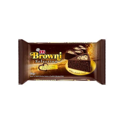 Eti Browni Selection Bitter ve Sütlü Çikolata Soslu ve Fındıklı Çikolatalı Kek