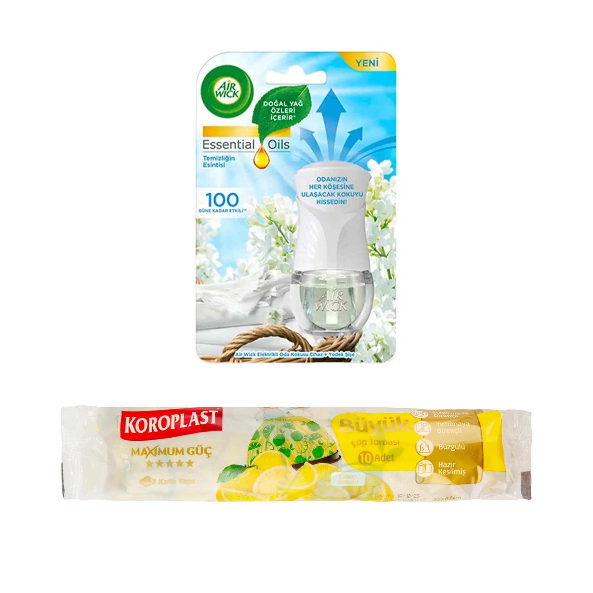 Koroplast Çöp Torbası Limon Kokulu & Air Wick Oda Kokusu