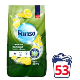 Rinso Toz Çamaşır Deterjanı Limon ve Karbonat Renkliler ve Beyazlar için Derinlemesine Temizlik