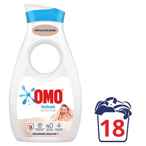 Omo Bebek Parfümsüz Hassas Ciltler İçin Sıvı Çamaşır Deterjanı 18 Yıkama