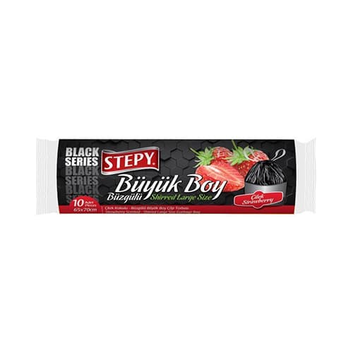 Stepy Çöp Torbası Siyah Büzgülü Çilek Büyük Boy