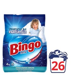 Bingo Matik Toz Çamaşır Deterjanı Parfümsüz 26 Yıkama
