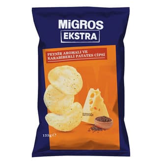 Migros Ekstra Peynir Aromalı ve Karabiberli Patates Cipsi 135 G