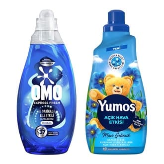 Omo Express Beyazlar 1.480 Ml + Yumoş Mavi Gelincik 1.440 Ml
