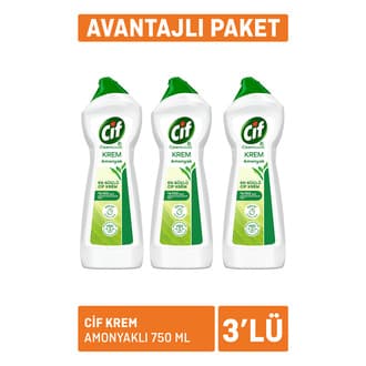 Cif Krem Mucize Yüzey Temizleyici Amonyaklı 3 x 750Ml