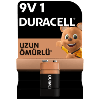 Duracell Alkalin 9V Pil, (6LR61 / MN1604), 1'li Paket