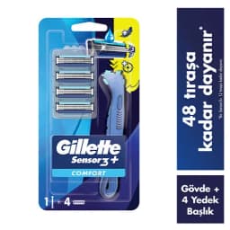 Gillette Sensor3+ Comfort 4'lü Yedek Bıçağı Başlıklı Tıraş Makinesi