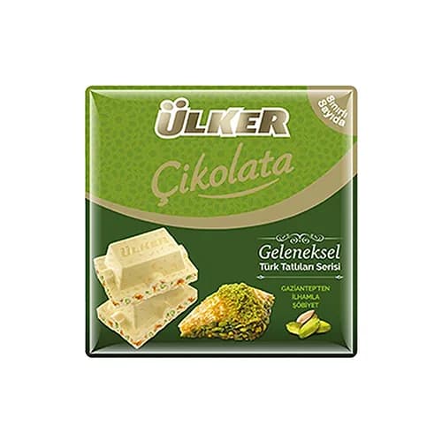 Ülker Kare Antep Fıstıklı ve Şöbiyet Baklavalı Beyaz Çikolata