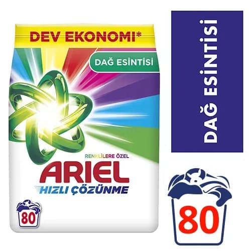 Ariel Toz Çamaşır Deterjanı Dağ Esintisi Renkliler 80 Yıkama