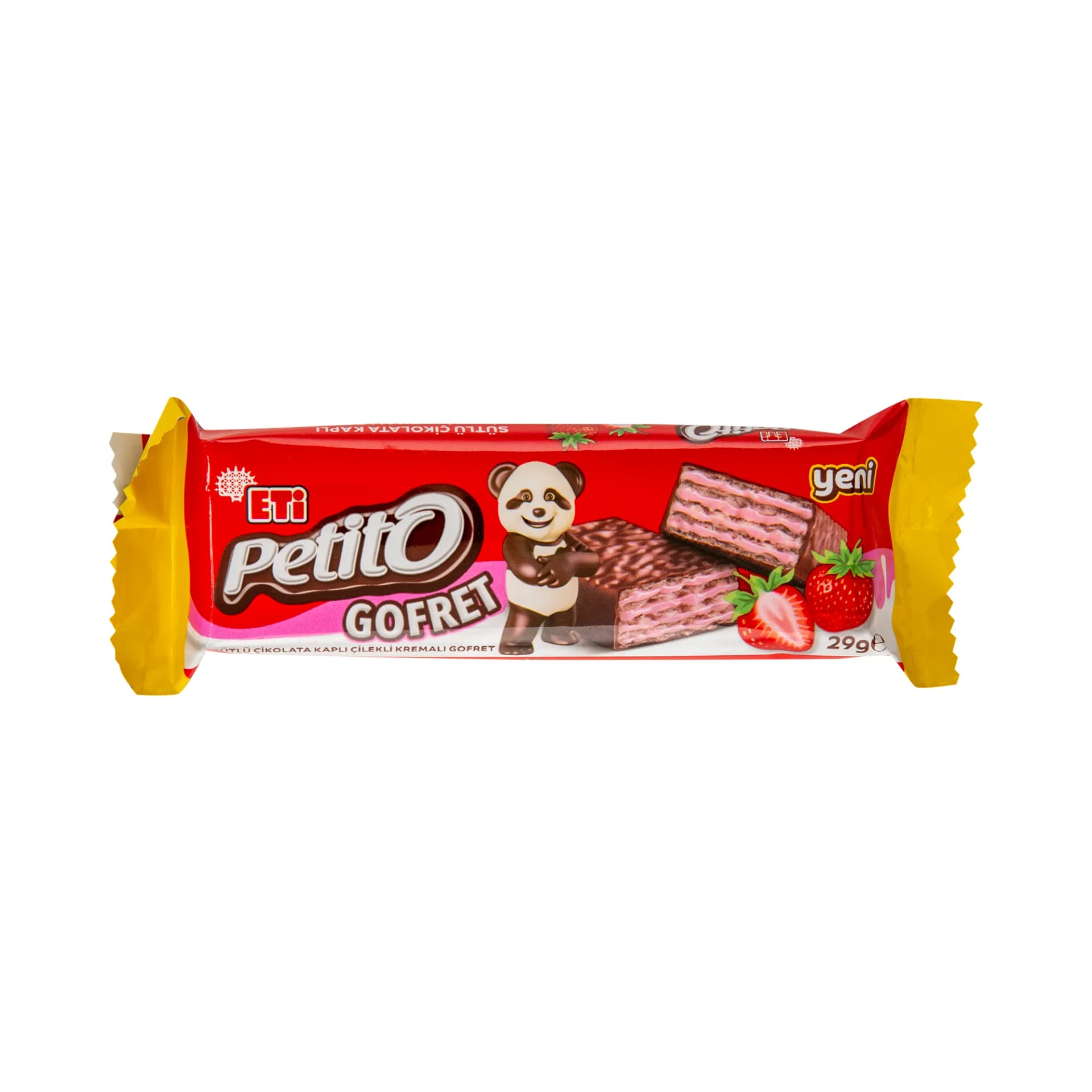 Eti Petito Sütlü Çikolata Kremalı Kaplı Çilekli Kremalı Gofret