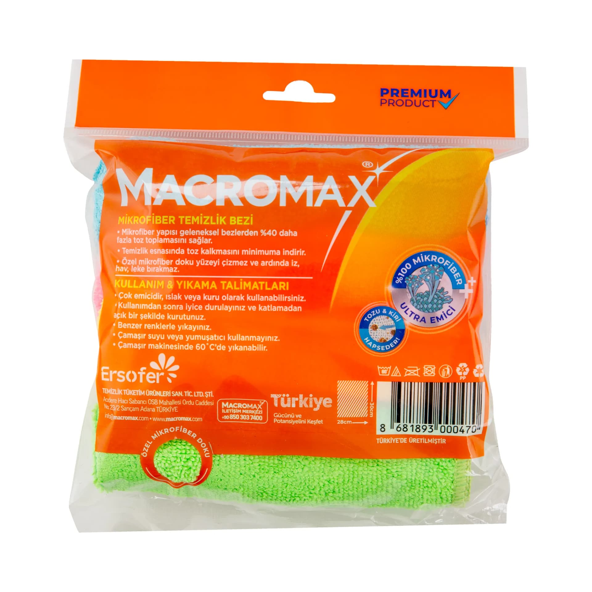 Macromax Rengarenk Mikrofiber Bez
