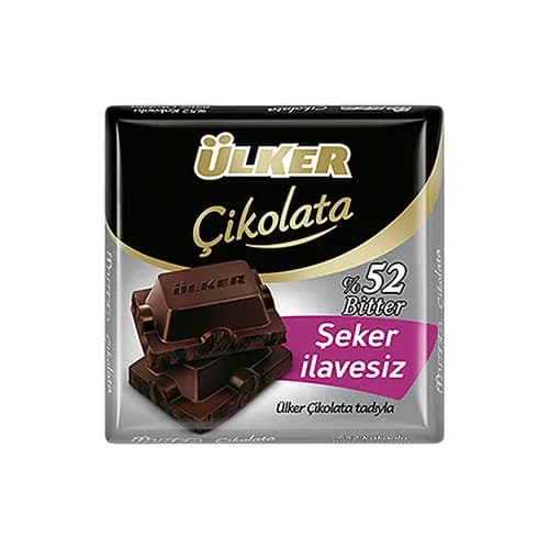 Ülker Şeker İlavesiz Bitter Kare Çikolata