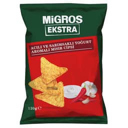 Migros Ekstra Acılı ve Sarımsaklı Yoğurt Aromalı Mısır Cipsi 130 G