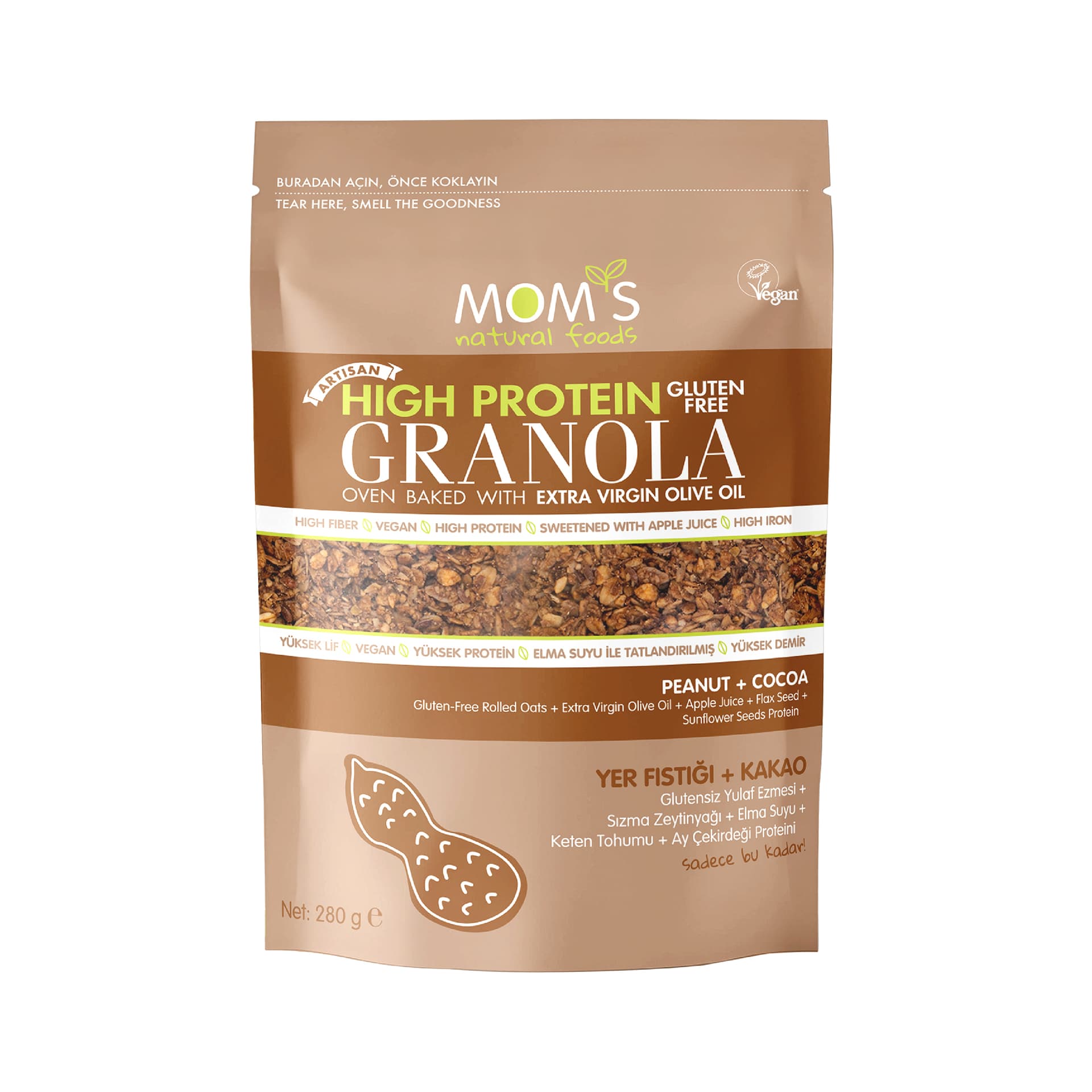Mom's Glutensiz Yer Fıstığı Kakao Granola